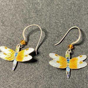 Dragonfly enamel earrings